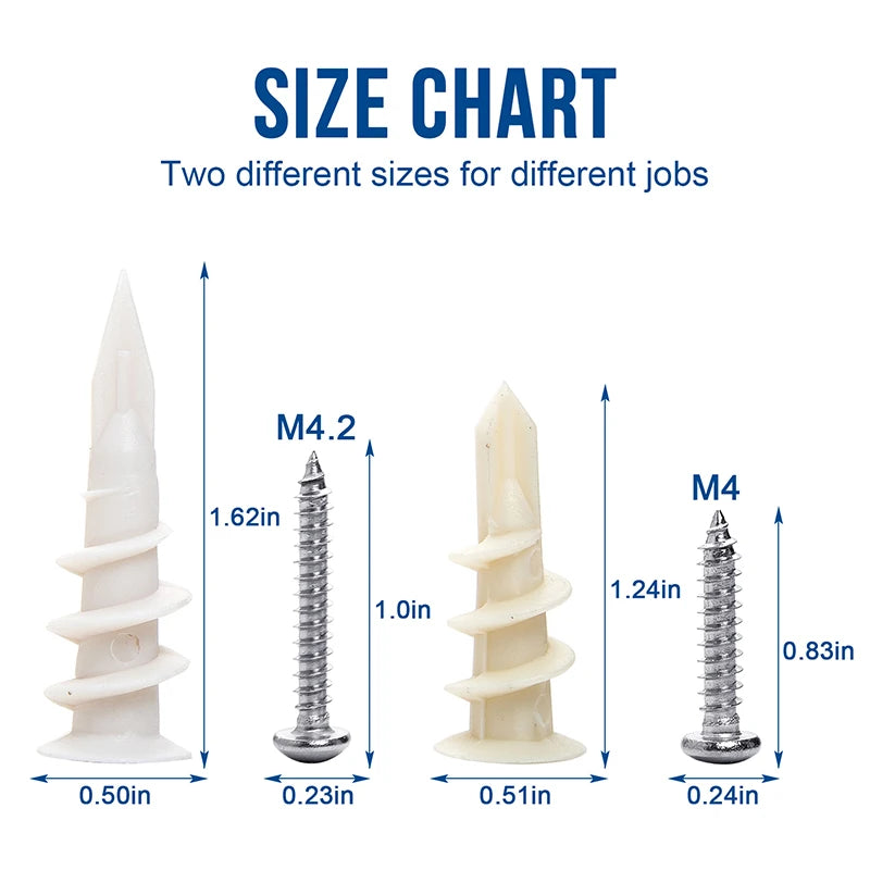 Self-drilling Drywall Plastic Anchors 100pcs/set