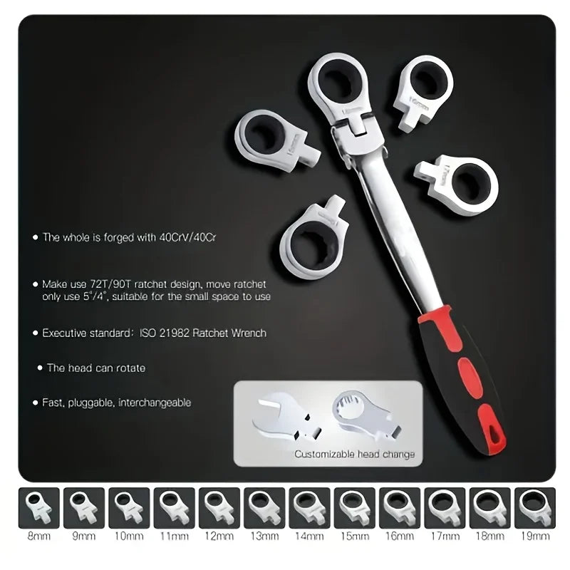Modular Ratchet Wrench Set with Interchangeable Heads