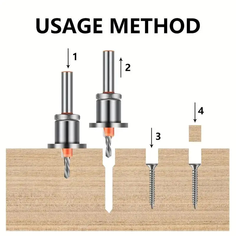 Adjustable Countersink Bit Set (8mm Shank)