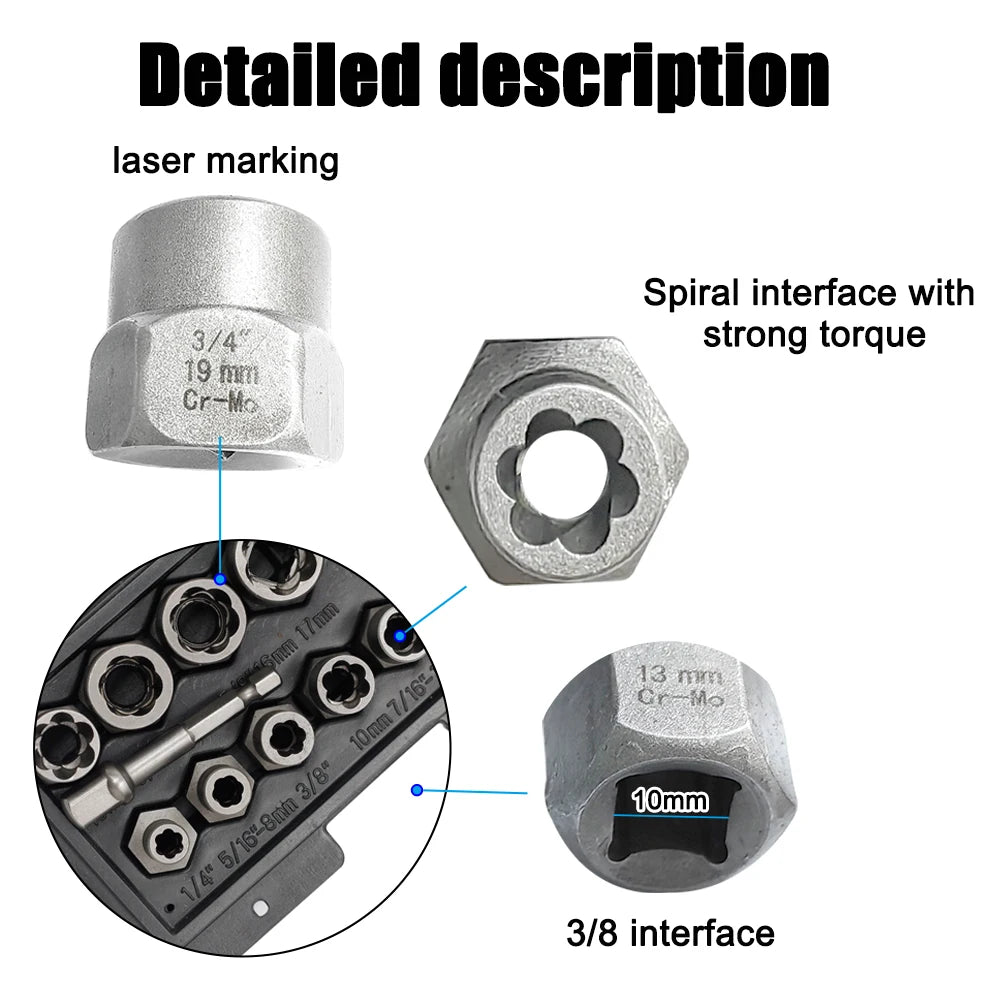 Damaged Nut & Bolt Extractor Set
