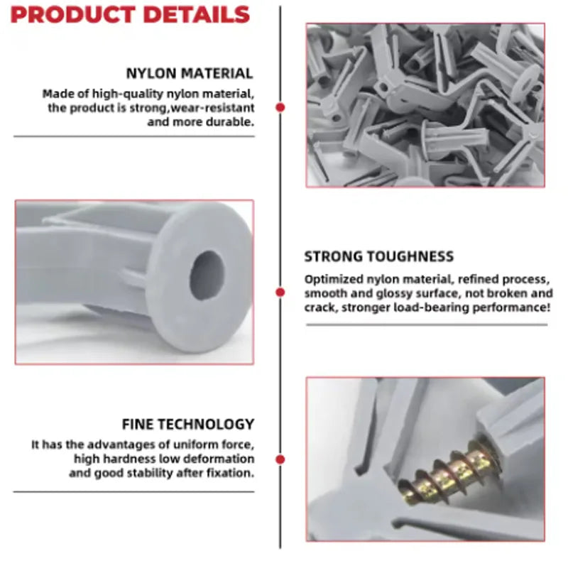 Drywall Toggle Anchors (50 Anchors + 50 Screws)