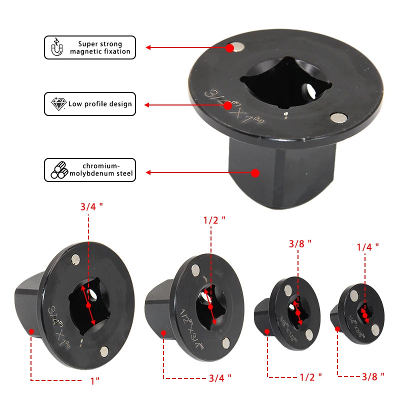4PC Magnetic Socket Adapter Set