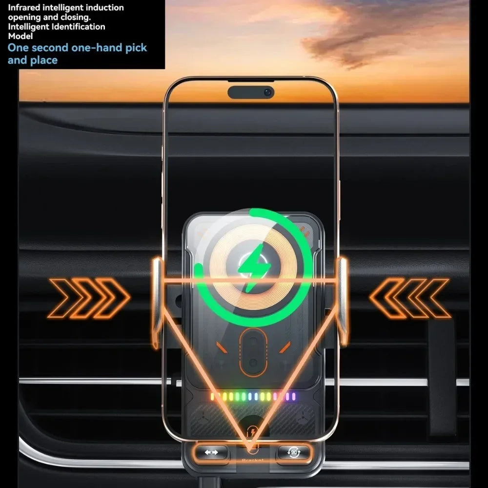 Electric Car Phone Mount 15W Wireless