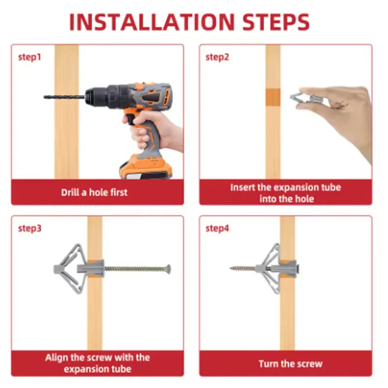 Drywall Toggle Anchors (50 Anchors + 50 Screws)
