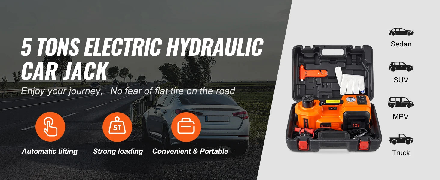 5-Ton Electric Hydraulic Car Jack Kit