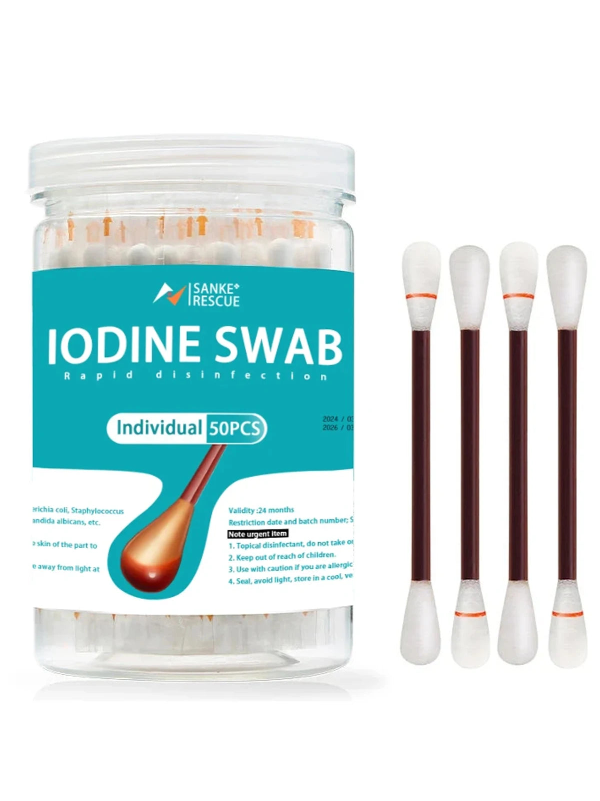 50PCS Iodine Cotton Swab