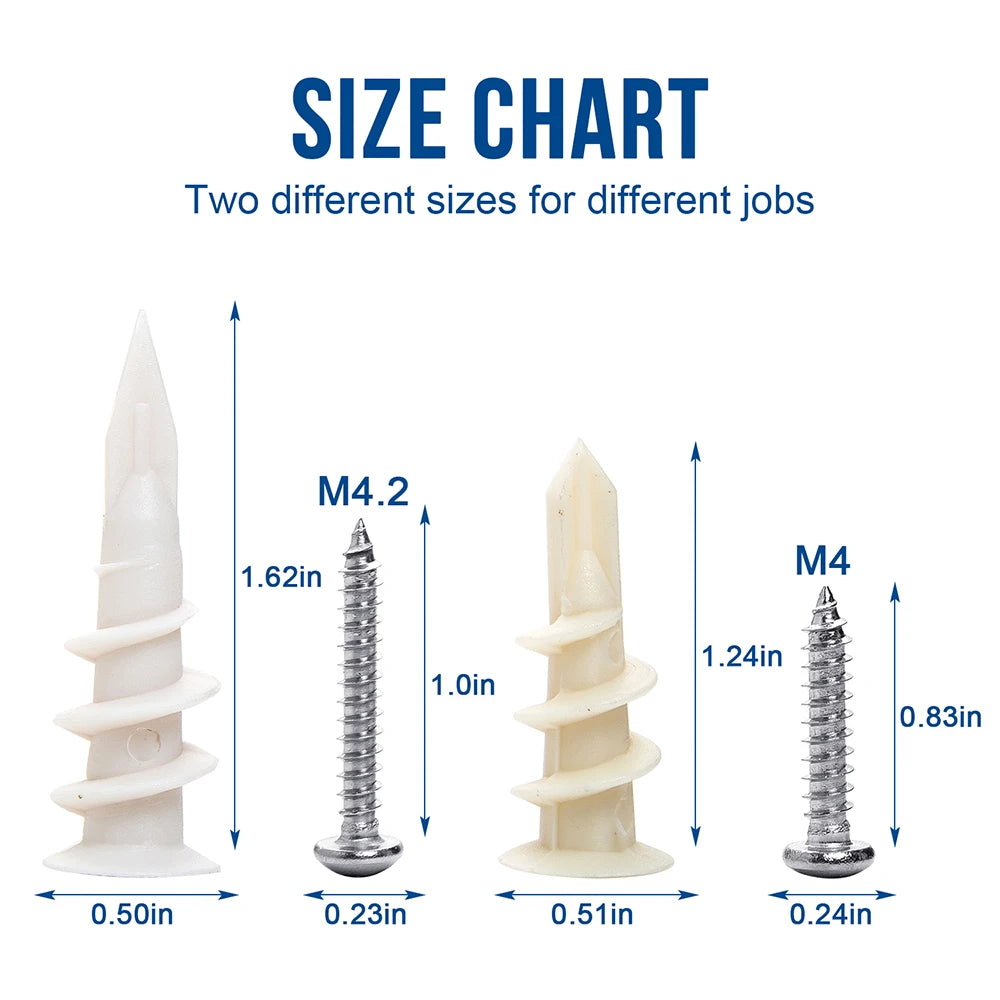 Self-drilling Drywall Plastic Anchors 100pcs/set