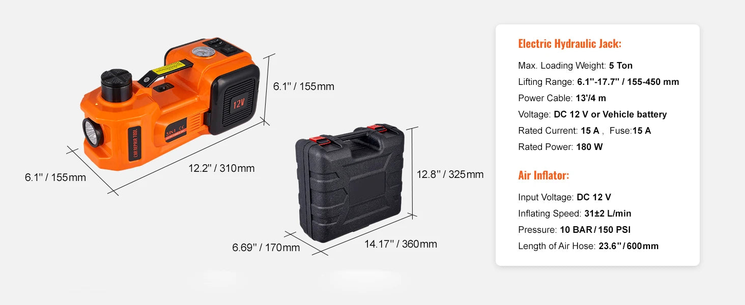 5-Ton Electric Hydraulic Car Jack Kit