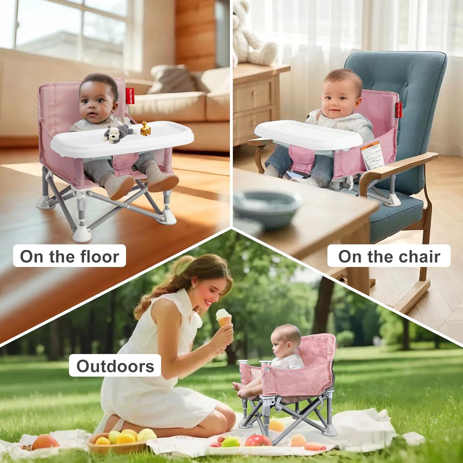 Portable 3-in-1 Baby Chair with Tray