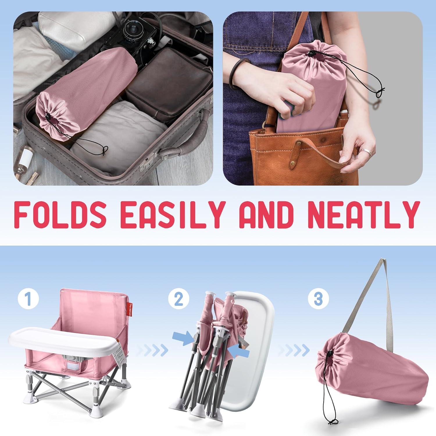 Portable 3-in-1 Baby Chair with Tray