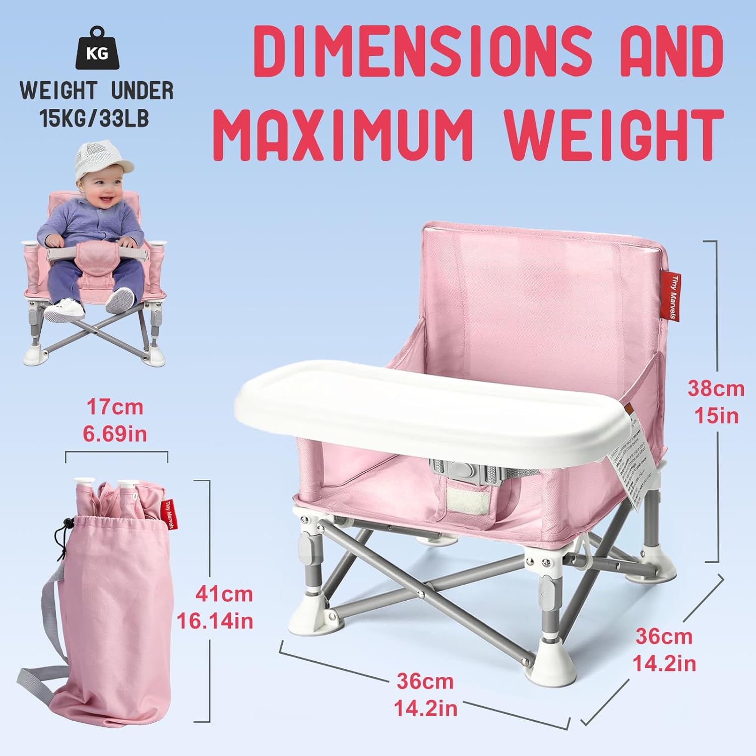 Portable 3-in-1 Baby Chair with Tray
