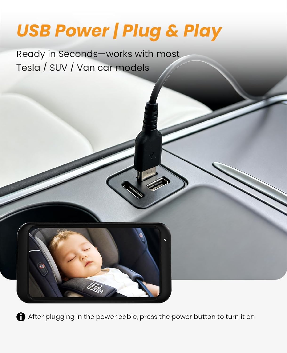 USB Baby Car Camera – 4.5" HD Mirror Display