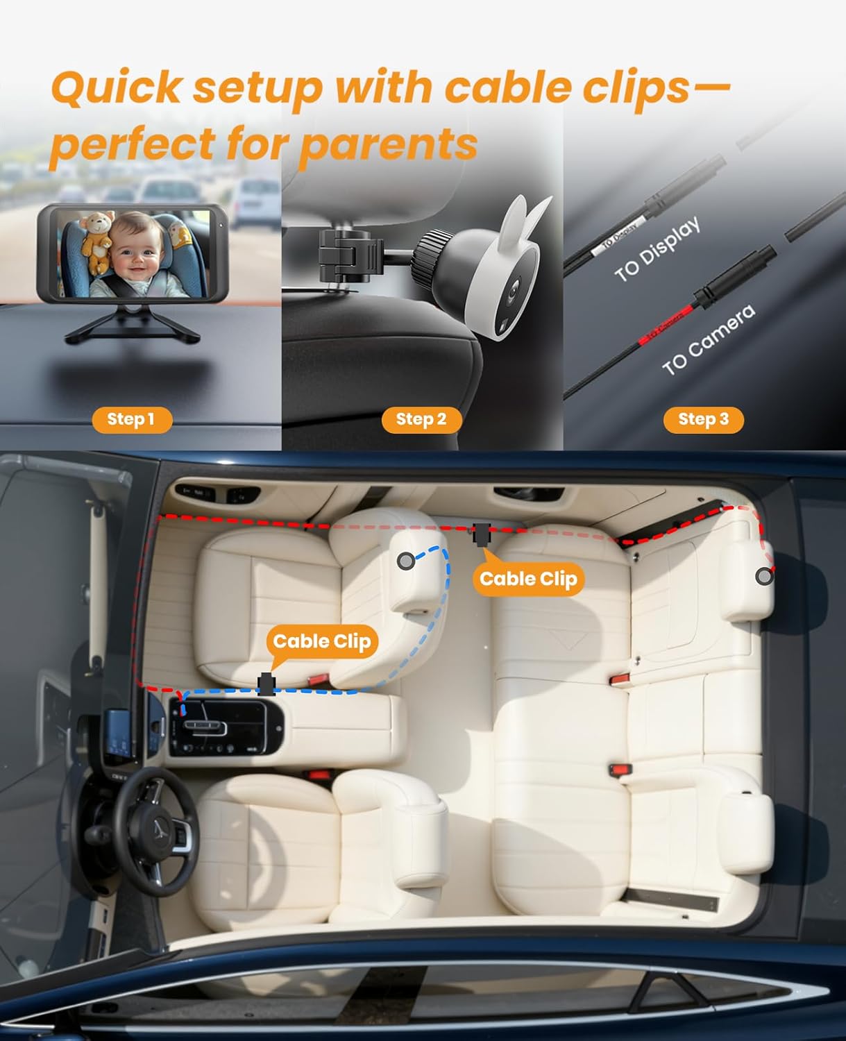 USB Baby Car Camera – 4.5" HD Mirror Display