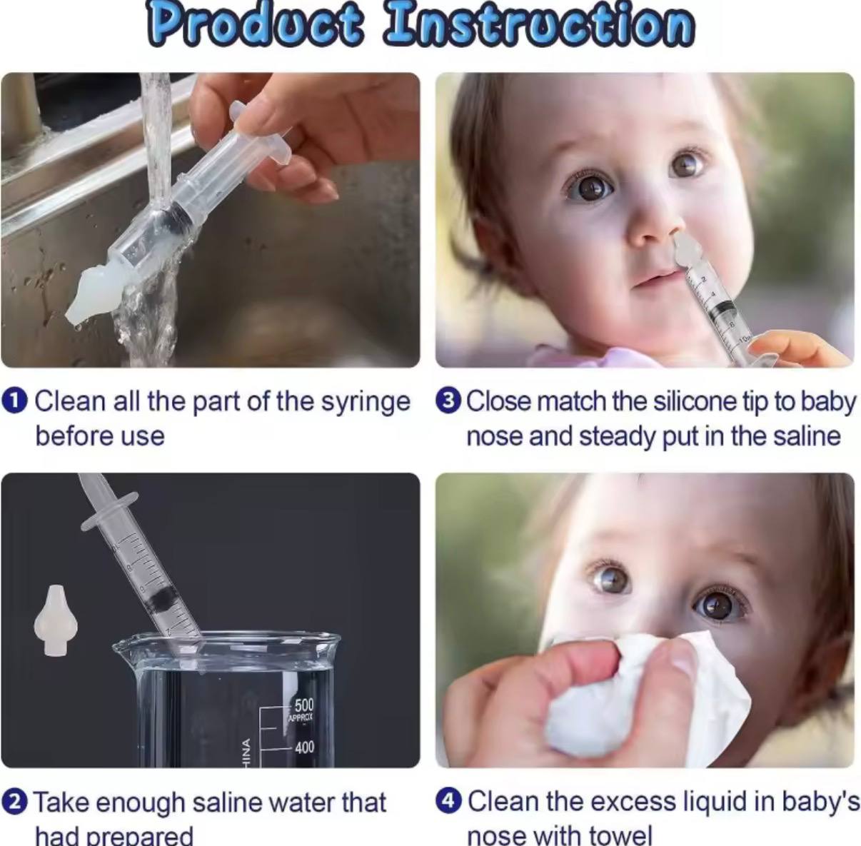 7 Pack Silicone Baby Nasal Aspirator Syringe