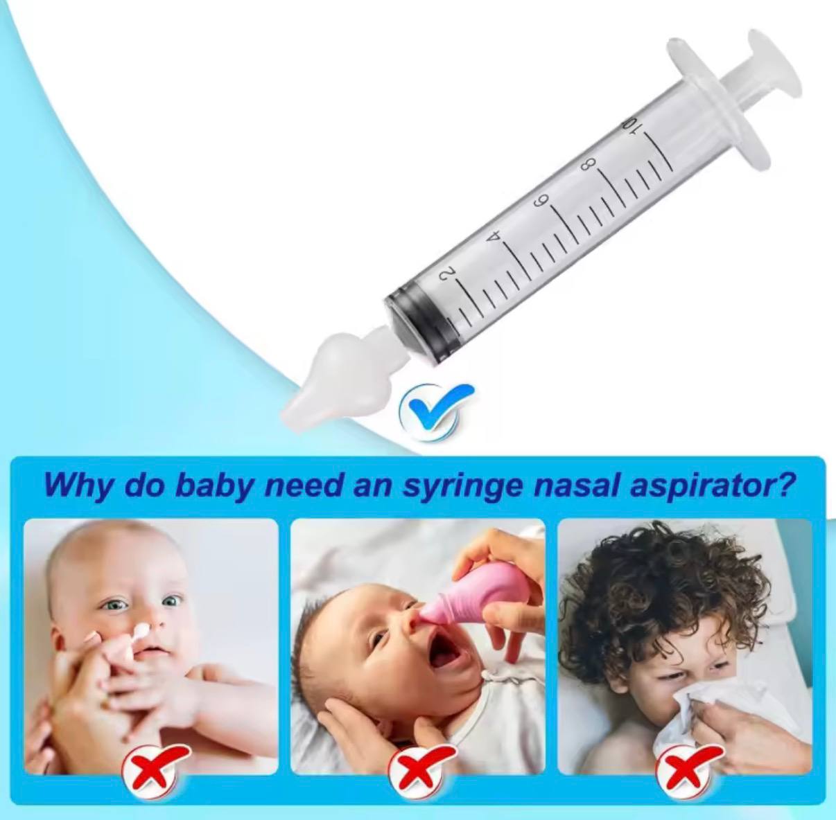 7 Pack Silicone Baby Nasal Aspirator Syringe