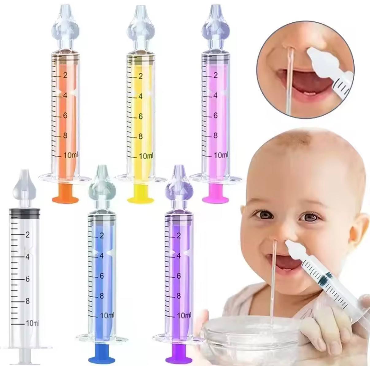7 Pack Silicone Baby Nasal Aspirator Syringe